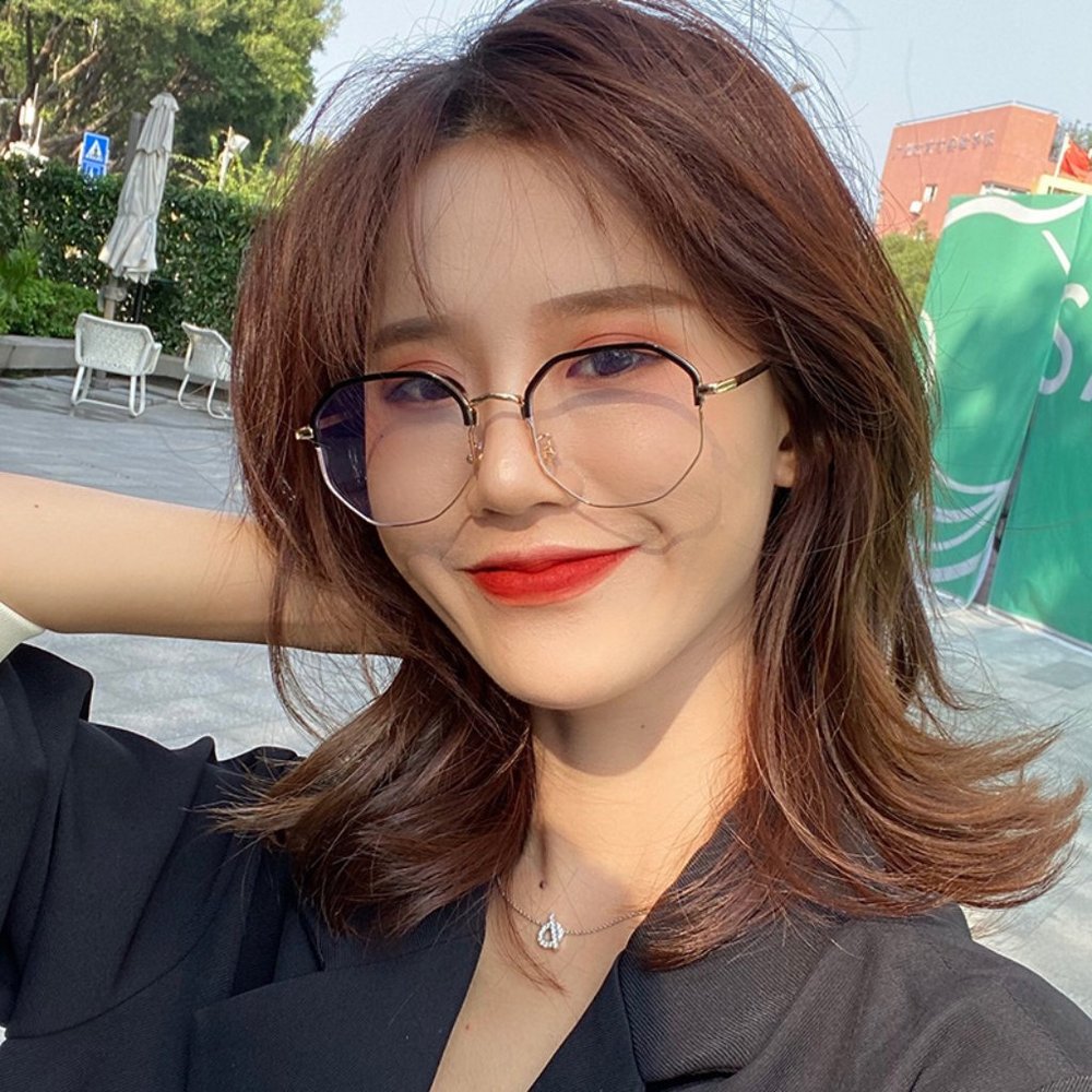 Fashion Retro Round Glasses Flat Unisex Thin Frame Face-lift Glasses